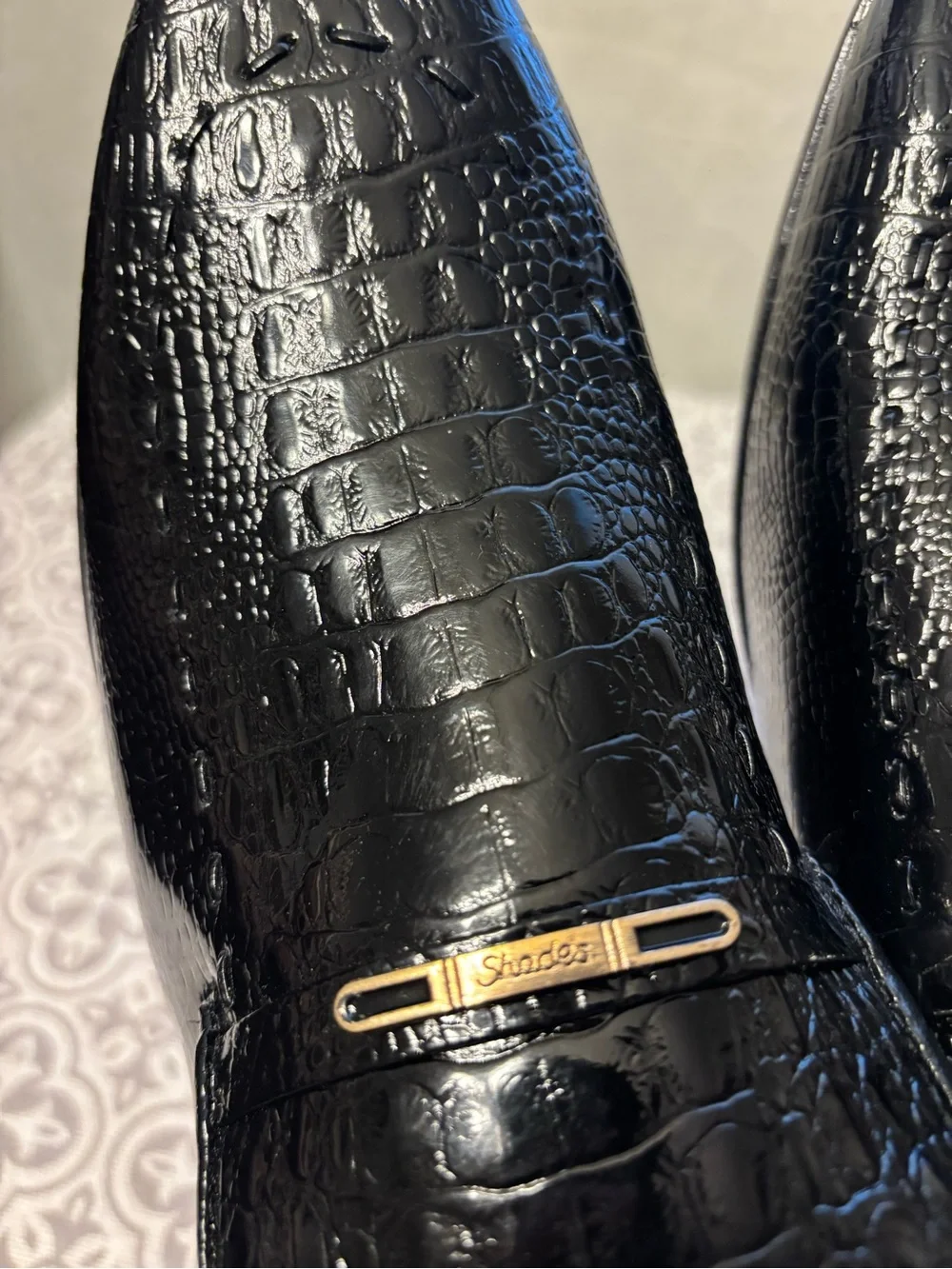 Shades Mens Crocodile Embossed Bit Loafers Black Dress Shoes Slip On Size 39